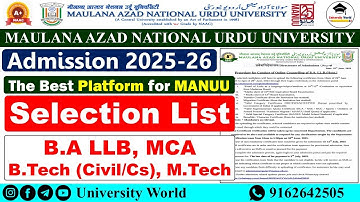 Manuu Selection List OUT B.A LLB, MCA, B.Tech (CS/Civil & LE) 2025 | @UniversityWorld