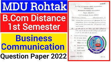 Mdu B.Com Distance Business Communication 1st semester Question Paper 2022 | Mdu Distance Bcom Paper