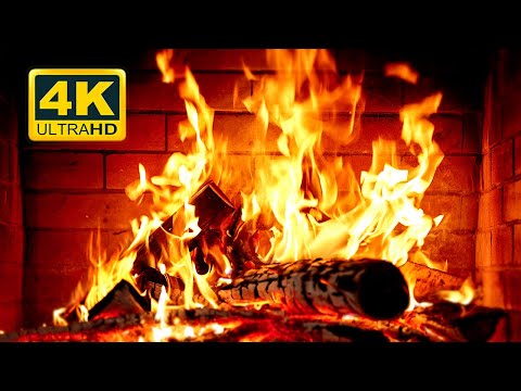 Cozy Fireplace 4K . Fireplace With Crackling Fire Sounds. Crackling Fireplace 4K