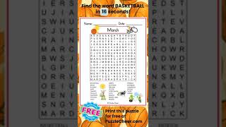 March Word Search-Find BASKETBALL #wordsearch #wordgames #puzzlegame #March #wordpuzzle #basketball
