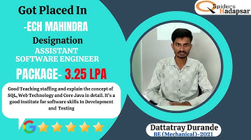 QSPIDERS/JSPIDERS HADAPSAR STUDENT GOT PLACED AS ASSISTANT SOFTWARE ENGINEER,
