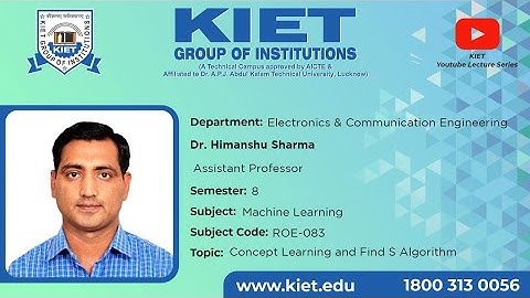 Concept Learning and Finding S Algorithm  | Dr. Himanshu Sharma | BTech_ECE_8Sem_Machine Learning