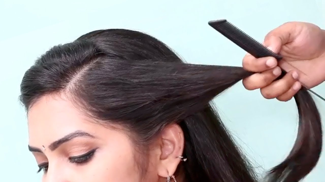 4 Cute and Easy Hairstyles For Lehenga | Open Hair Hairstyles - YouTube