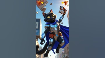 Mèo Dũng Cảm & Chú Chim Cánh Cụt Nhỏ #shorts #aicat #cat #meow