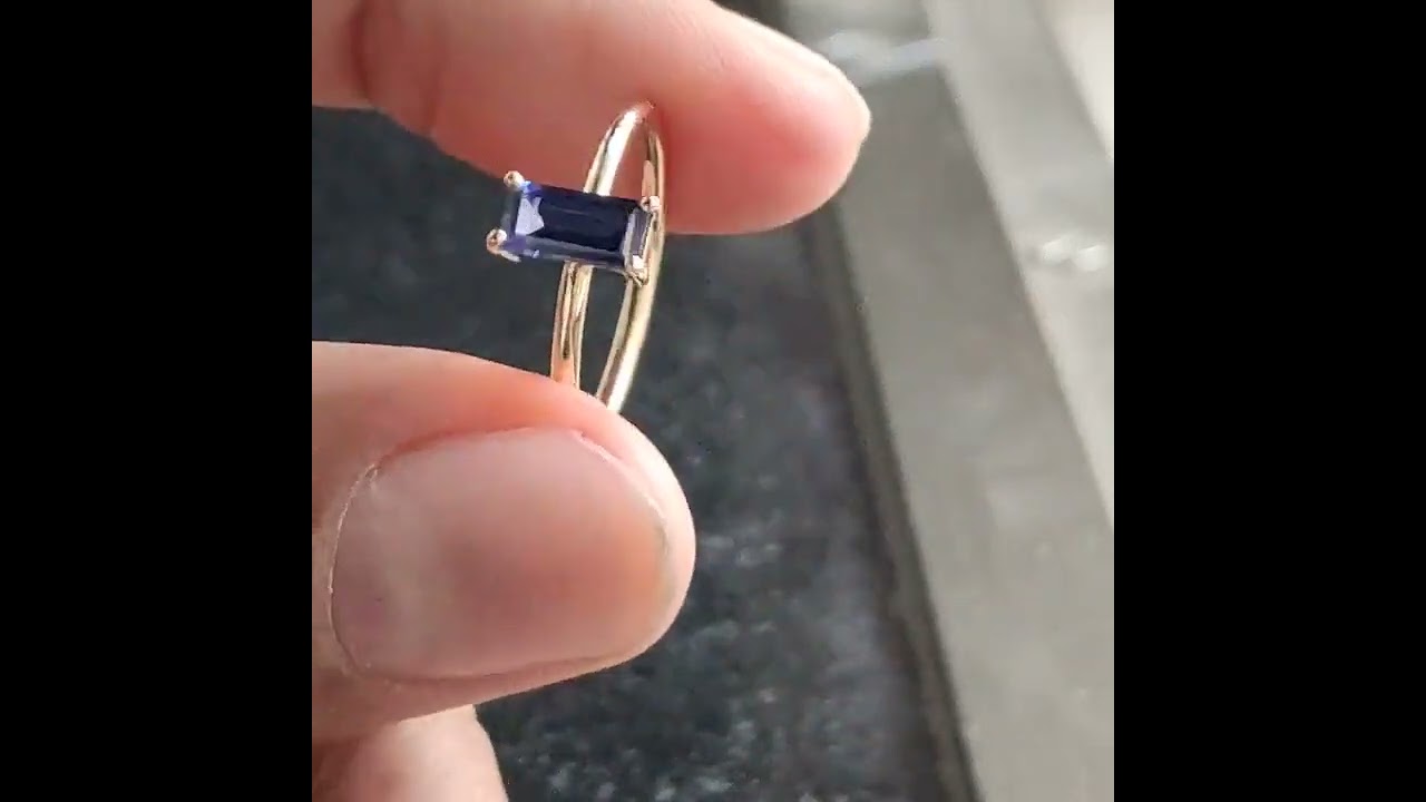 Blue Sapphire Baguette Ring, Rings for Women, Engagement Ring, Unique Promise Ring, GemsJewelleryIN