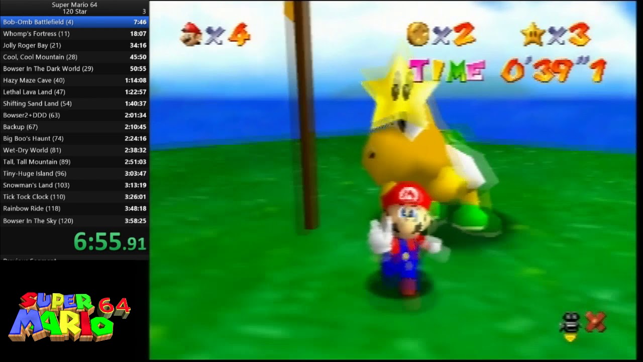 [EX-WR] Super Mario 64 N64 PAL 120 Stars Speedrun 