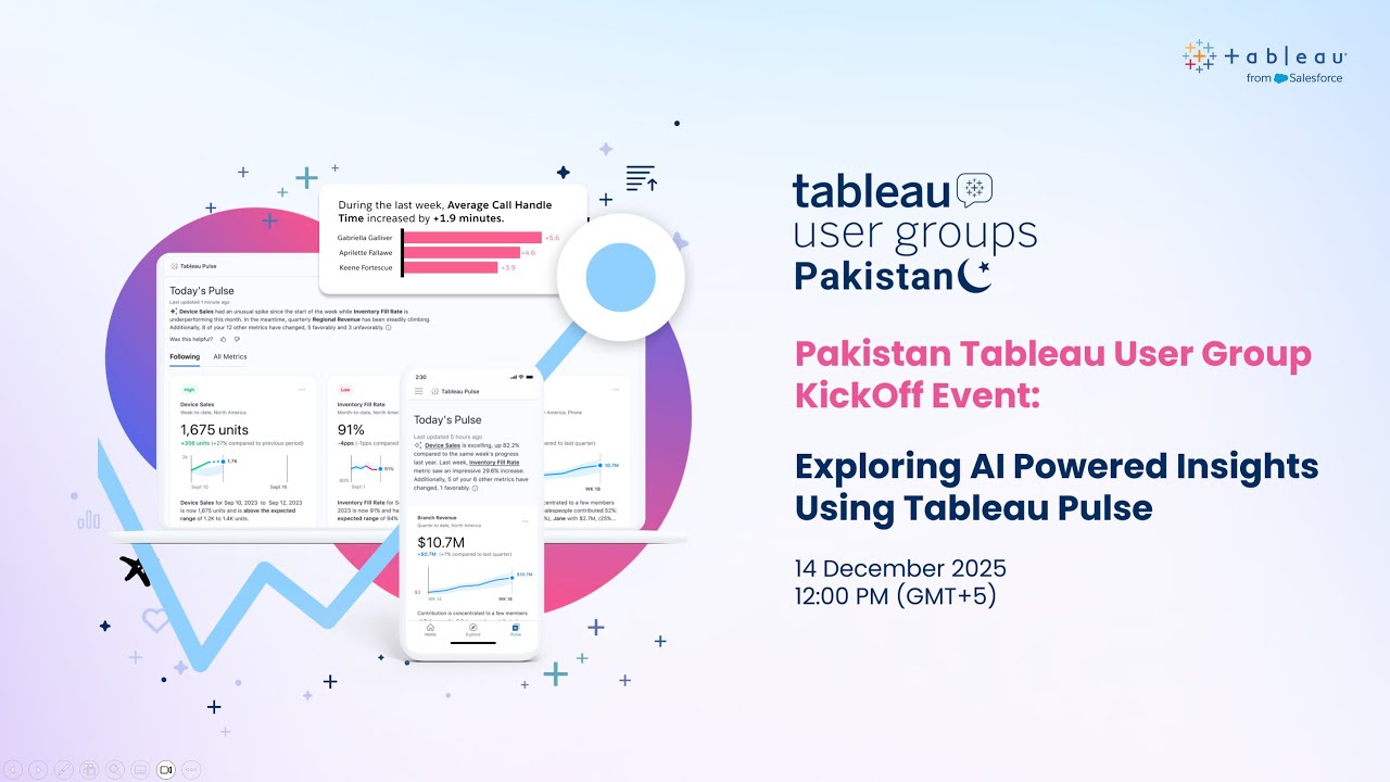 Pakistan Tableau User Group Kickoff Event: Exploring AI Powered Insights using Tableau Pulse