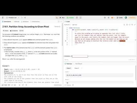 [ LeetCode ] Partition Array According to Given Pivot | Python