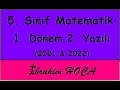 5. Sınıf Matematik 1. Dönem 2. Yazılı (örnek 2) 2021-2022