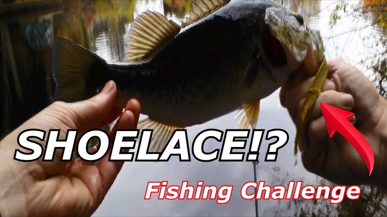Fishing with a shoelace? bass fishing challenge 2016 YouTube