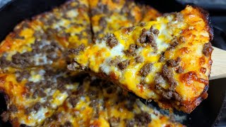 Cast Iron Pan Pizza + Pizza Dough Hack | Cheeseburger Pizza EASY cooking