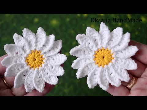 Цветы Ромашки крючком. Flowers crochet pattern.