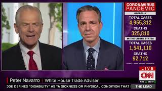Jake Tapper confronts Peter Navarro on Trump's earlier praise of China