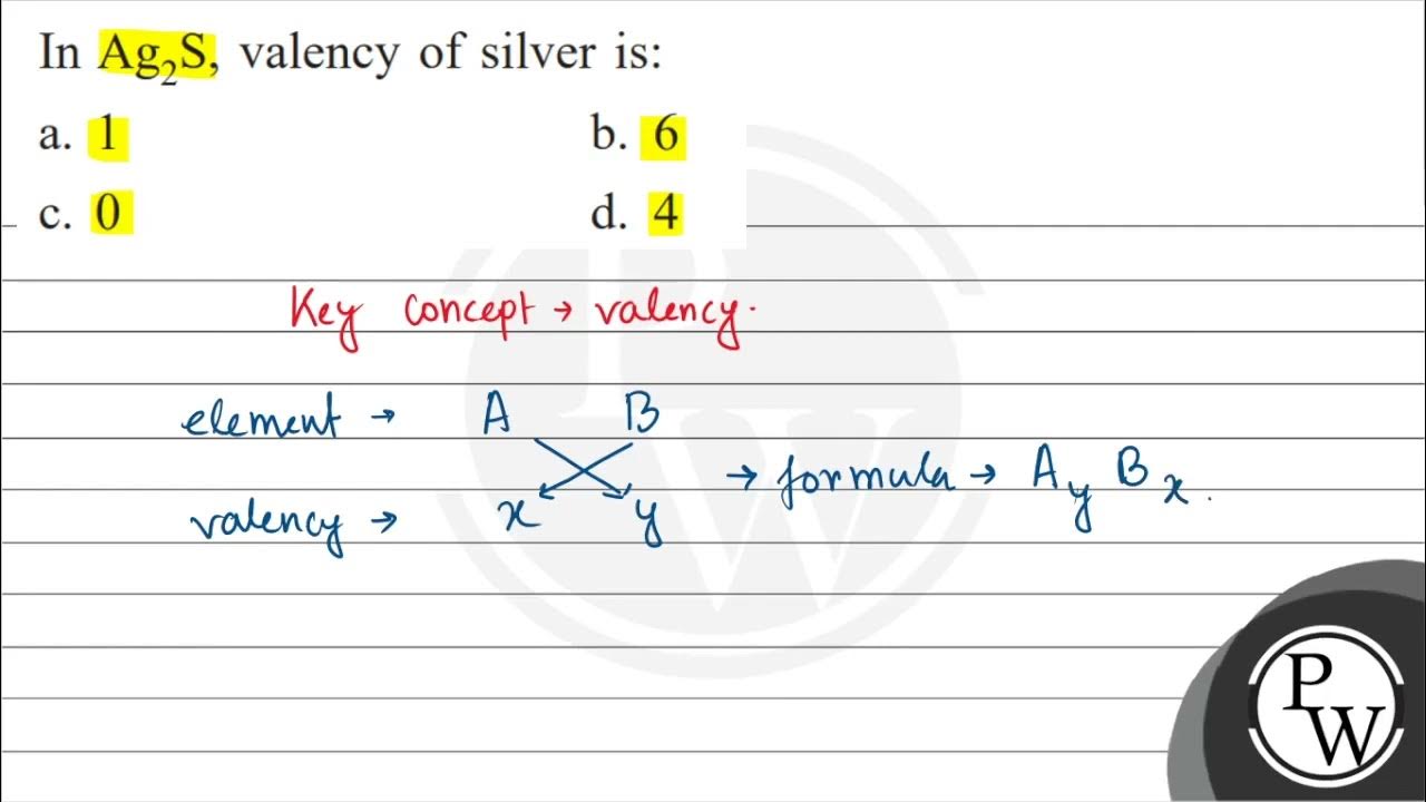 In mathrm ag 2 mathrm s valency of silver is a 1 b 6 c