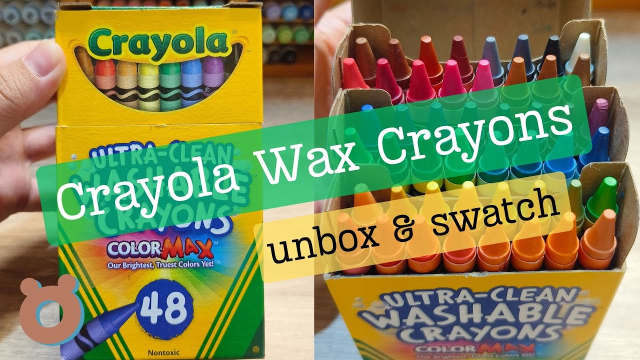 🐻📦 Finally trying the FAMOUS Crayons! | Crayola 48 Washable Crayons | Unbox & Swatch