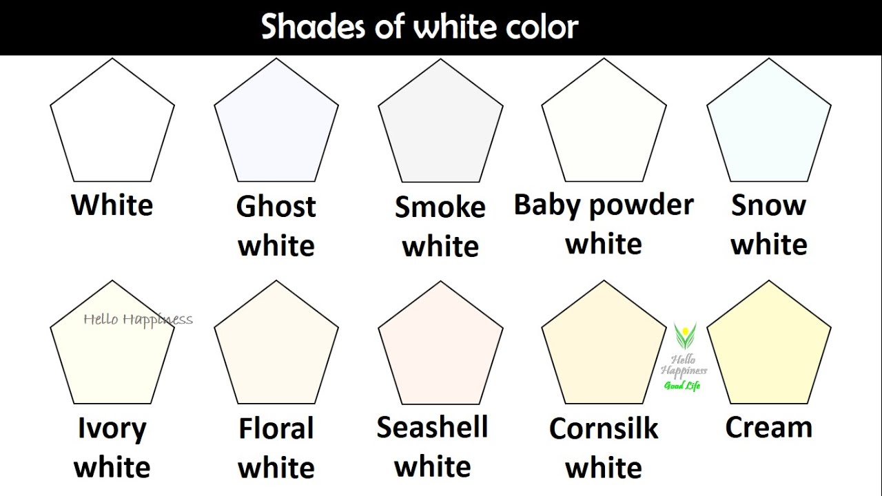 Shades of White Color With Names | White Color Shades with their ...