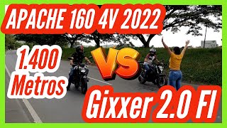 GIXXER 150 FI vs APACHE 160 4V 2022🤦‍♂️ HUY LE TOCÓ VER PLACAS - DRAG RACE- 1400 metros