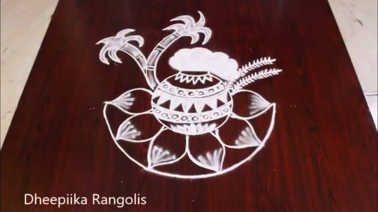 Easy Pongal pot Rangoli design//Sankranthi special muggulu2020 ...
