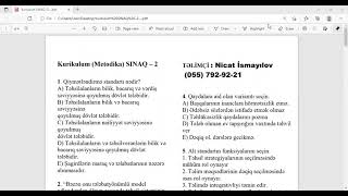 Kurikulum( Metodika ) Sınaq -2 izahı