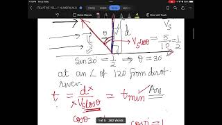 Class 11: Relative velocity NUMERICALS,  River and Rain related problems 