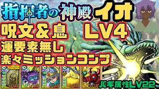 【ドラクエタクト】指揮者の神殿　イオ属性　呪文＆息　LV4 運要素なし　ミッションコンプクリア