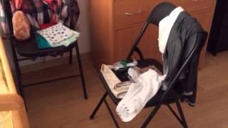 DIY baby rocking chair with electric motor, made from cheap dynamo light bought in ebay and from other cheap materials found in 