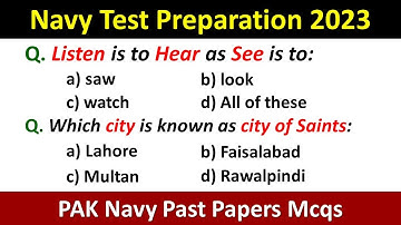 Navy Test Preparation 2023 | PAK Navy Preparation 2023 | Pak Navy Past Papers 2023 | Navy Test Mcqs