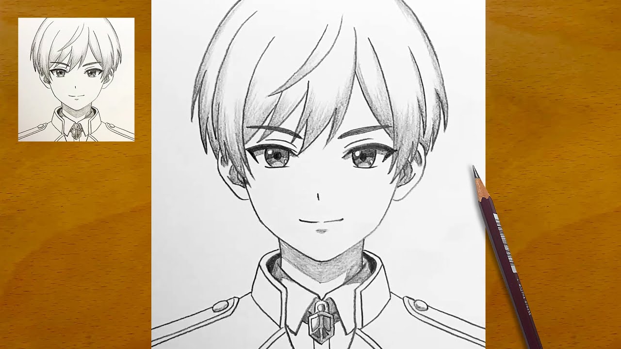 Эскиз аниме-мальчика карандашом | Простой пошаговый урок рисования