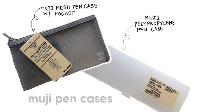 Muji Gray Nylon Mesh Pen CASE Square See Through Easily take Out pens Size  (7x 2x 2)