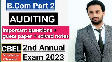 Important questions of auditing B.Com part 2 for 2nd annual examination 2023 by Punjab University