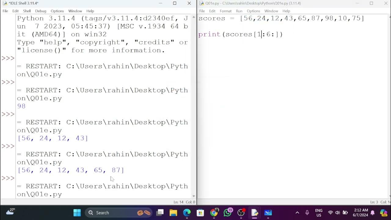 37. IGCSE Computer Science || Python tutorial || List slicing - YouTube