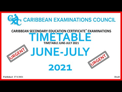 CXC/CSEC TIMETABLE 2021- JUNE/JULY | CSEC Biology TCP