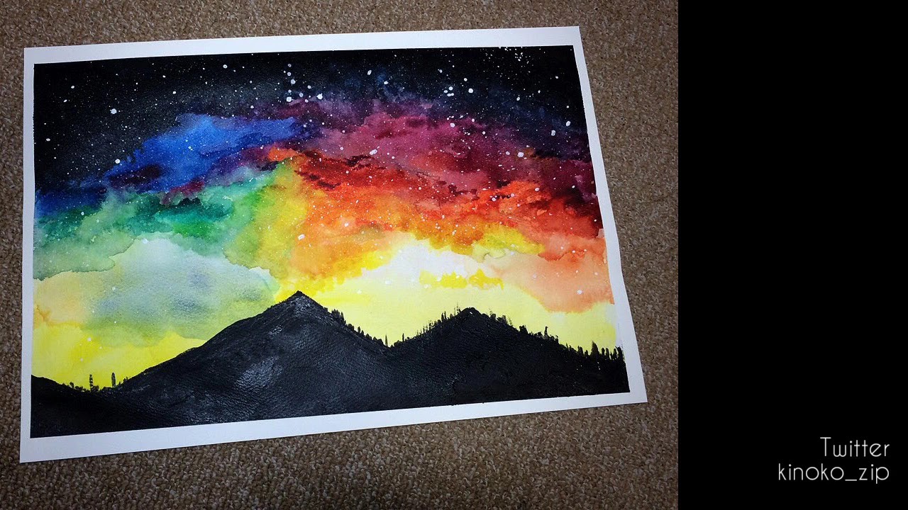 水彩の星空 Watercolor Of The Starry Sky 描いてみた Youtube