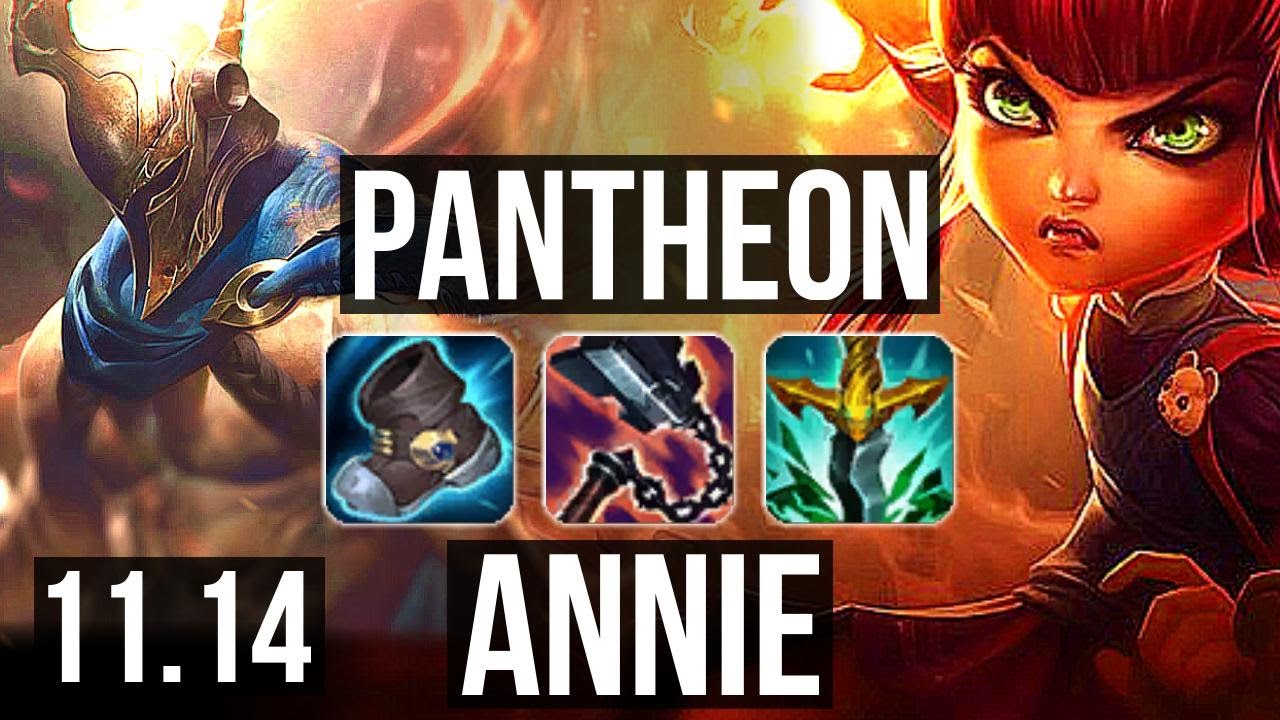 PANTHEON vs ANNIE (MID) | 13/0/5, Legendary, 500+ games | EUW Master | v11.14