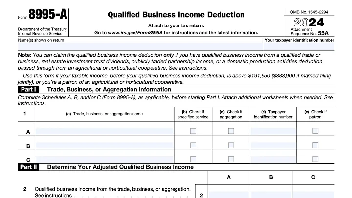 IRS Form 8995-A walkthrough (Qualified Business Income Deduction)