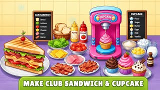 OMG 😍 Making Yummy Club Sandwich 🥪 & Cream Cupcake 🧁 in Kitchen Cooking Game 🎮 | Super Fun Cooking! screenshot 1