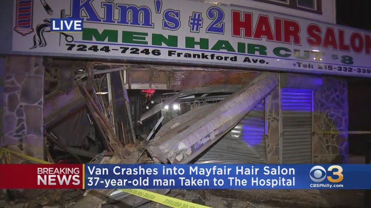 Philadelphia Police: Driver Taken To Hospital After Van Crashes Into Mayfair Hair Salon