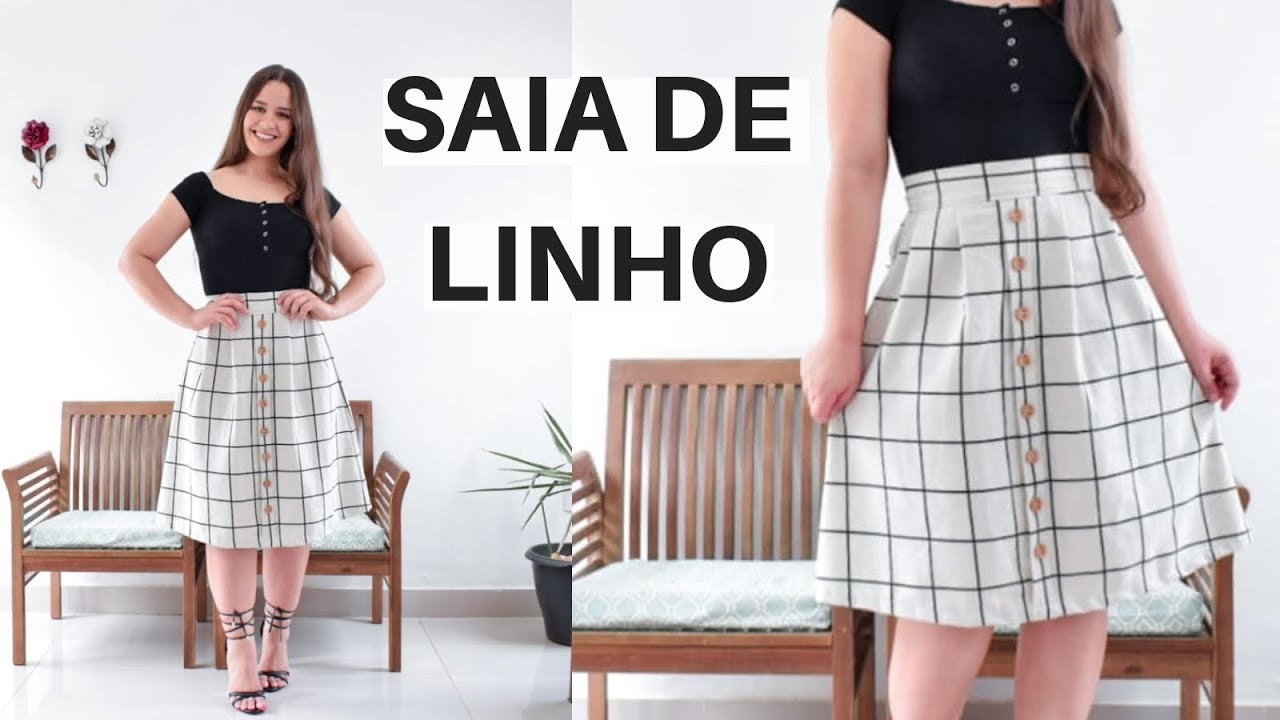 saia de linho evase