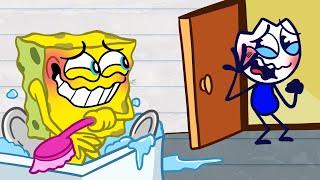 Nate Caught Spongebob In An Awkward Situation | Animated Cartoons Characters | Animated Short Films
