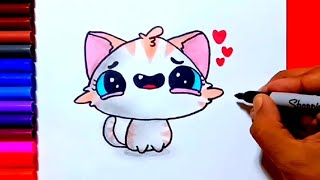 How to draw a cute kitten easy | Zed cute drawings