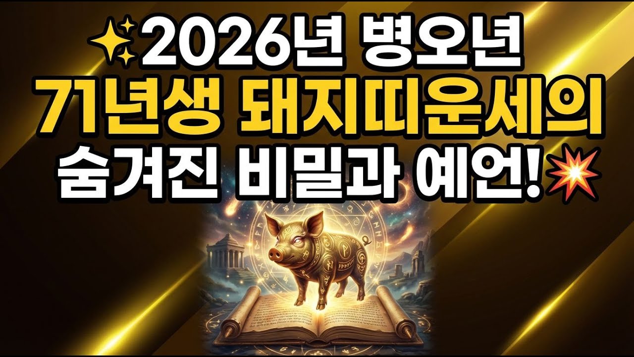 71년생 돼지띠! 2026년 운세의 충격 비밀?! 🔮