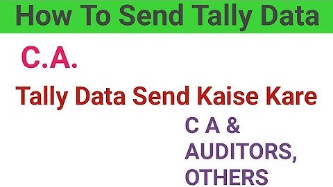 How To Send Tally Data CA! Auditor