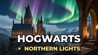 Wizarding Library Under the Northern Lights | 1 Hour Calm Focus Music | Relax, Study, Sleep