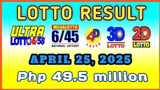 Lotto Results April 25, 2025 Friday 9:00PM (Php 49.5 million) #MegaLotto #UltraLotto