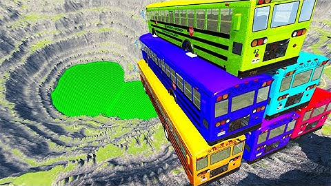 TOP 100 School Bus Crashes & Jumps Part 1 - BeamNG Drive | BeamNG-Destruction