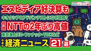 エヌビディア決算で日本株は？様子見の1週間に動いた銘柄は？ファナック・NTT・東京海上・キオクシアなど注目材料を総まとめ【サクッとマーケット解説|松井証券】