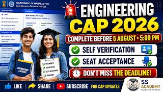 🔥 MHT CET Engineering CAP 2026 | Seat Acceptance Process Explained | Last Date Alert
