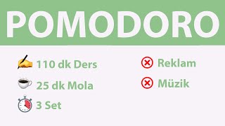 Pomodoro Tekniği - 110 dk Ders 25 dk Mola (3 Set) - Reklamsız - Müziksiz