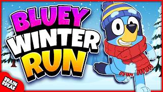 BLUEY WINTER RUN ❄️ Brain Break Games | Floor is lava | Bluey Freeze Dance Party | Kids Just Dance
