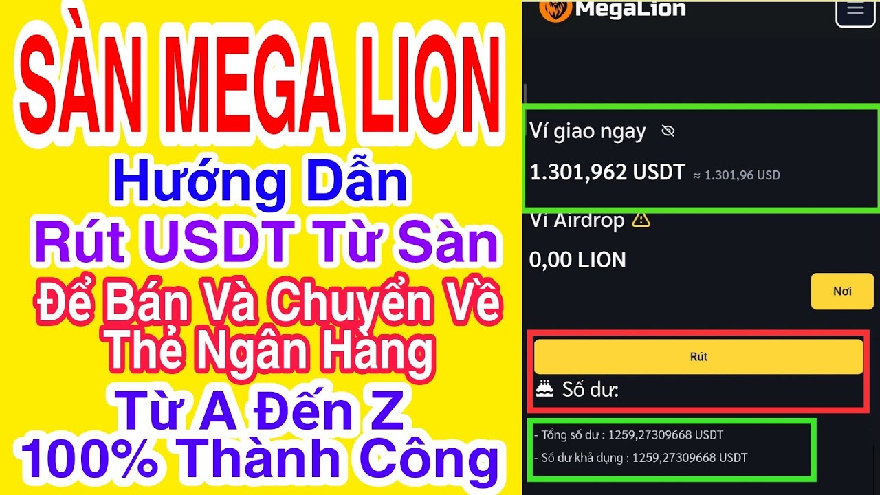 HƯỚNG DẪN RÚT USDT TỪ SÀN MEGA LION BÁN RA TIỀN VIỆT THÀNH CÔNG 100% | Kiếm Tiền